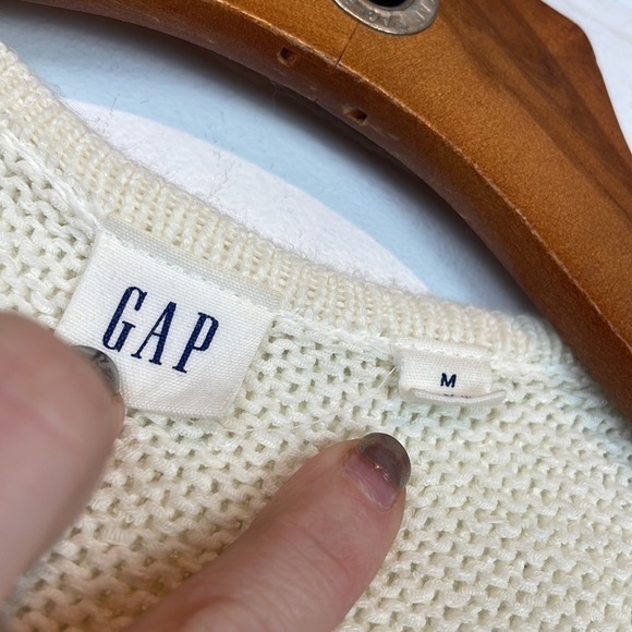 GAP Boho Ivory Longline Swiss Dot Cotton Open Front Fringe Hem Cardigan Sweater - Picture 8 of 13